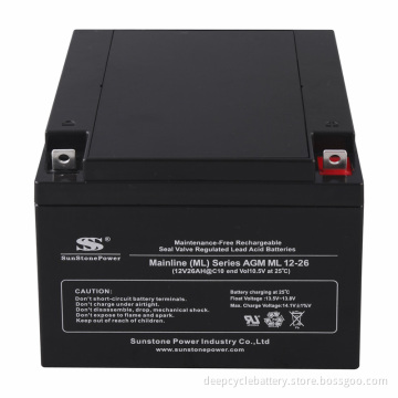 Deep Cycle Solar Battery 12V26ah for UPS